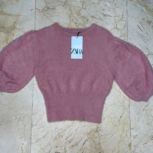 zara wool fluffy pink sweater